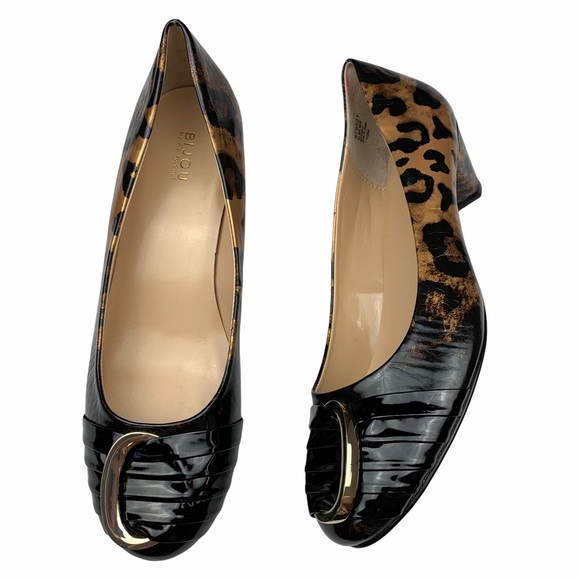 Bijou by AJ Valenci Leopard Buckle Toe Low Pumps - Picture 1 of 7
